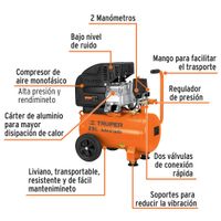 Kit Compresor 25 Litros Manguera y Pistola 3 Hp