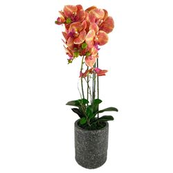 Orquidea-Artificial-Naranja-En-Maceta-Gris