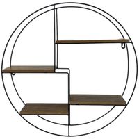 Repisa Circular de Pared Metal y Madera 50X10X50 Cm