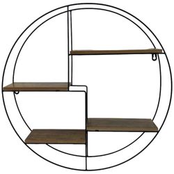 Repisa Circular de Pared Metal y Madera 50X10X50 Cm