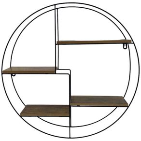 Repisa Circular de Pared Metal y Madera 50X10X50 Cm