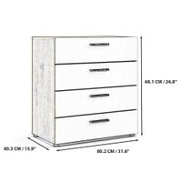 Gavetero Turin Blanco y Beige de 4 Gavetas