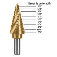 Broca Escalonada de Titanio 11 Escalones 1/4-7/8 Plg - Truper Expert
