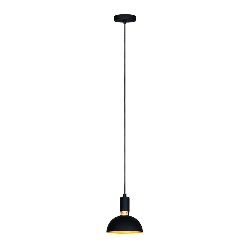 Lámpara Colgante 1 Luz Circular Metálica Negro y Dorado 1.50 Metros