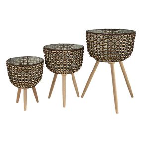 Set de 3 Canastas de Papel y Madera 34x3 Cm