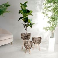 Set de 3 Canastas de Papel y Madera 34x3 Cm