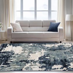 Alfombra Decorativa Abstracta Azul y Gris 240 x 340 Cm