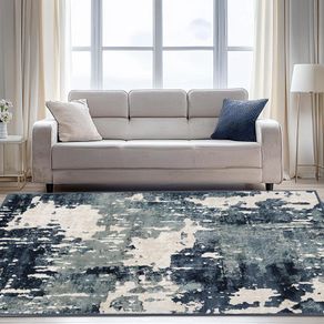 Alfombra Decorativa Abstracta Azul y Gris 240 x 340 Cm