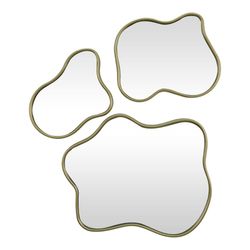 Set de Espejos Ondulados Dorados 3 Pzas 36 X 28.50 Cm
