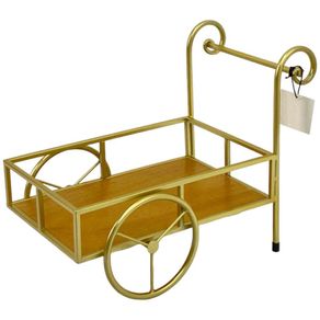 Carreta de Metal Decorativa Dorada 36X21X28 Cm