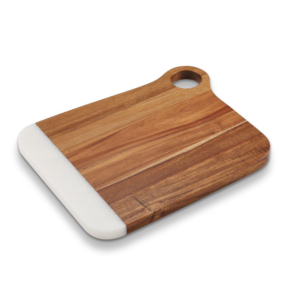 Tabla para Servir de Madera y Mármol de 35.8 x 27.5 cm con Diseño Decorativo Tabla de Madera y Mármol de 35.8 x 27.5 cm para Servir Color Café