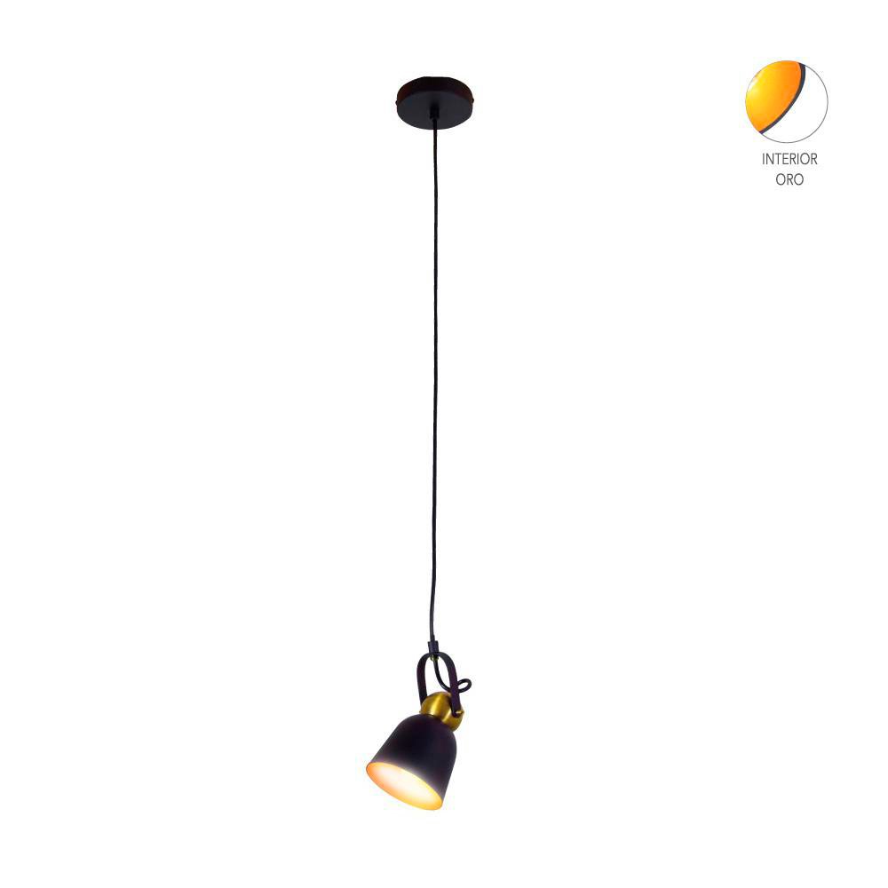 Lámpara Colgante Ran I de Metal E27 1.50 Metros Color Negro Mate y Dorado