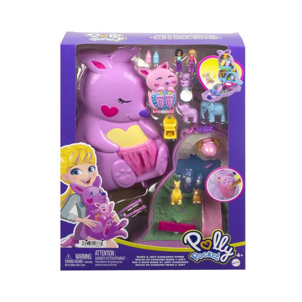 Set de Juego Polly Pocket Monedero Canguro Mamá y Joey 4+ Años Polly Pocket Bolsa de Cangu…