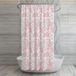 Set de Cortina con Ganchos Diseño de Rosas Rosadas