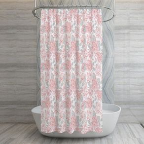 Set de Cortina con Ganchos Diseño de Rosas Rosadas