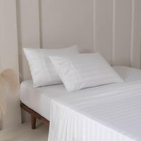 Set de Sábanas Stripe Bamboo Blanco - Varios Tamaños
