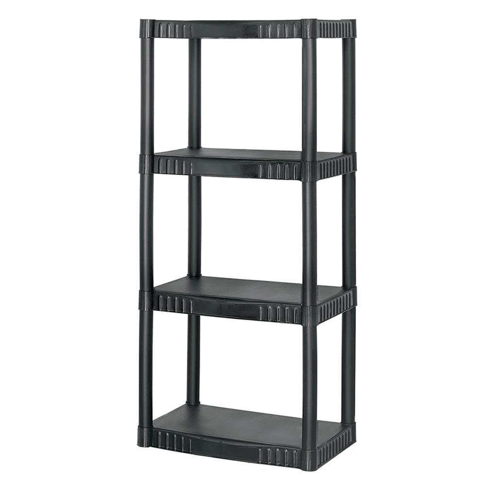 Estante con 4 Repisas Capacidad 238 lb de Plástico Color Negro