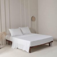 Set de Sábanas Stripe Bamboo Blanco - Varios Tamaños
