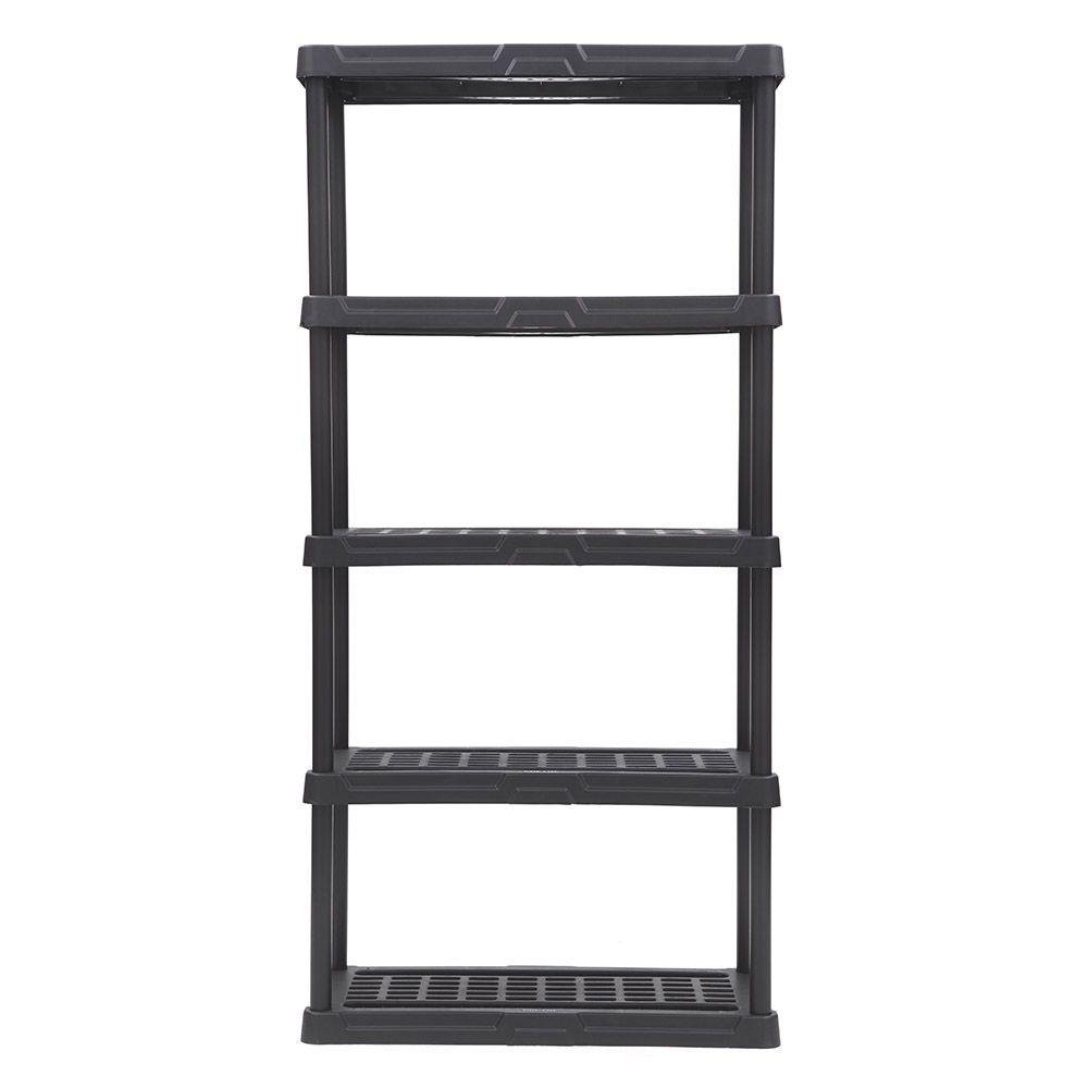 Estante con 5 Repisas de Plástico Capacidad 385 Libras Color Negro