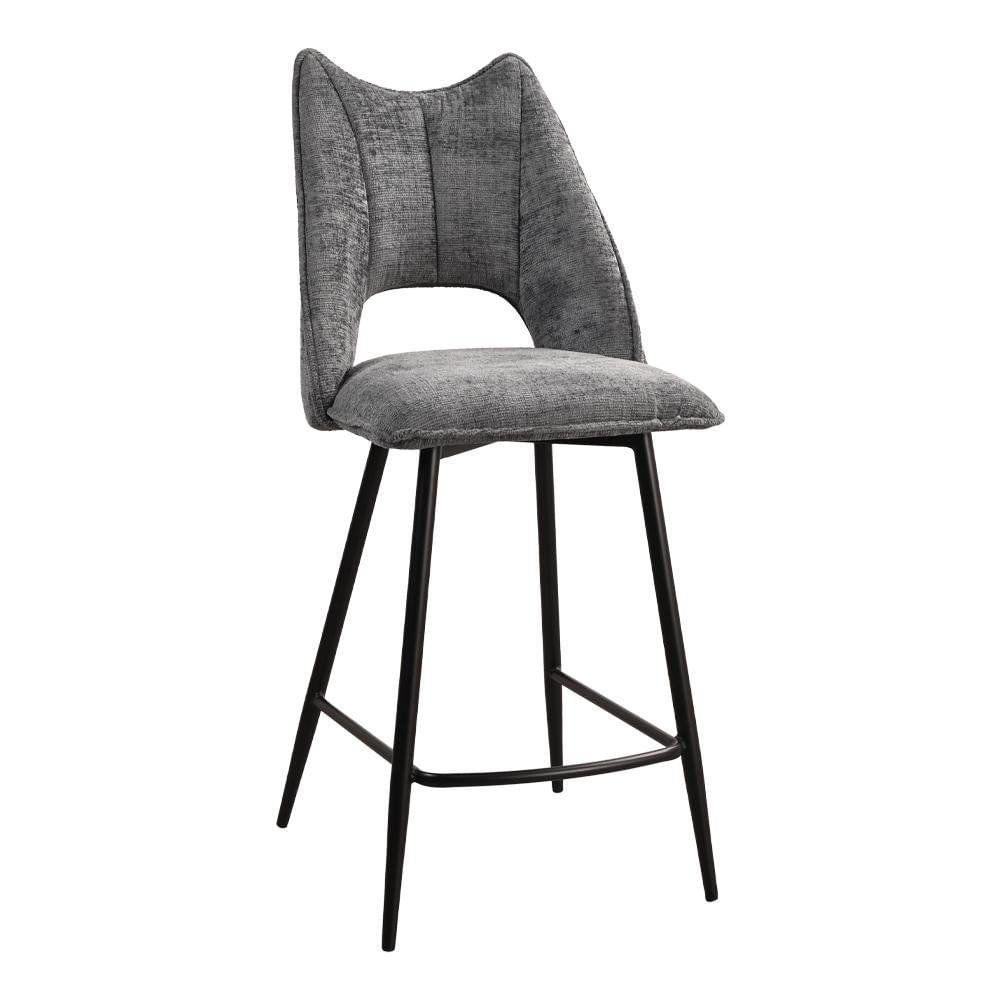 Set de 2 Sillas Altas para Bar Balder Café con Respaldo 57x47x104 cm Gris Oscuro