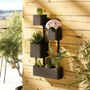 Repisa de Pared para Plantas Cubiko Negra