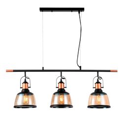 Lampara de Colgar 3 Luces Negro y Dorado