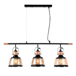 Lampara de Colgar 3 Luces Negro y Dorado