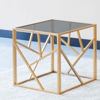 Mesa Auxiliar Alba Gris y Bronce 50X50X50 Cm
