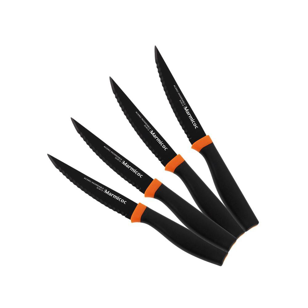 Set de 4 Cuchillos para Carne Color Negro