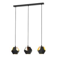 Lampara de Colgar Rasigures 3 Luces Negro y Dorado
