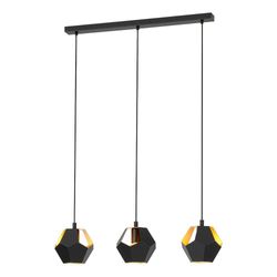 Lampara de Colgar Rasigures 3 Luces Negro y Dorado