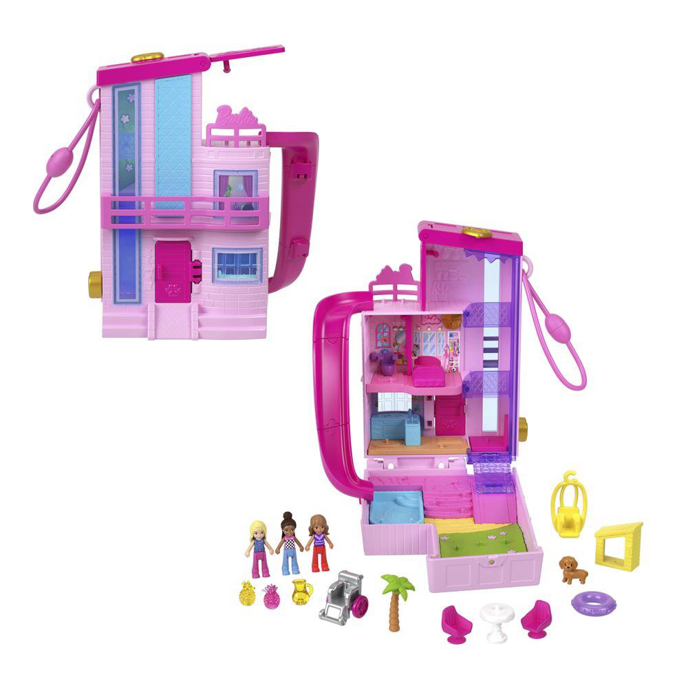 Casa de Muñecas Polly Pocket Barbie Casa de Ensueño con 3 Micro Muñecas 4+ Años Set Casa de Ensueño de Barbie