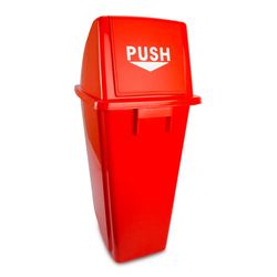 Basurero Plástico Rojo con Tapadera 60 L - Brushtech