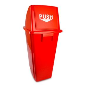 Basurero Plástico Rojo con Tapadera 60 L - Brushtech