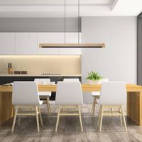 Lámpara de Colgar Lineal Negro y Madera