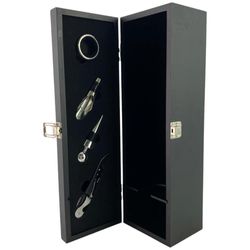 Set de 4 Accesorios para Vino en Caja Vertical con Broche 36.2x12.2x11.6 Cm