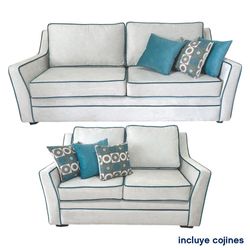 Sala Praga Beige con Bordes Azul
