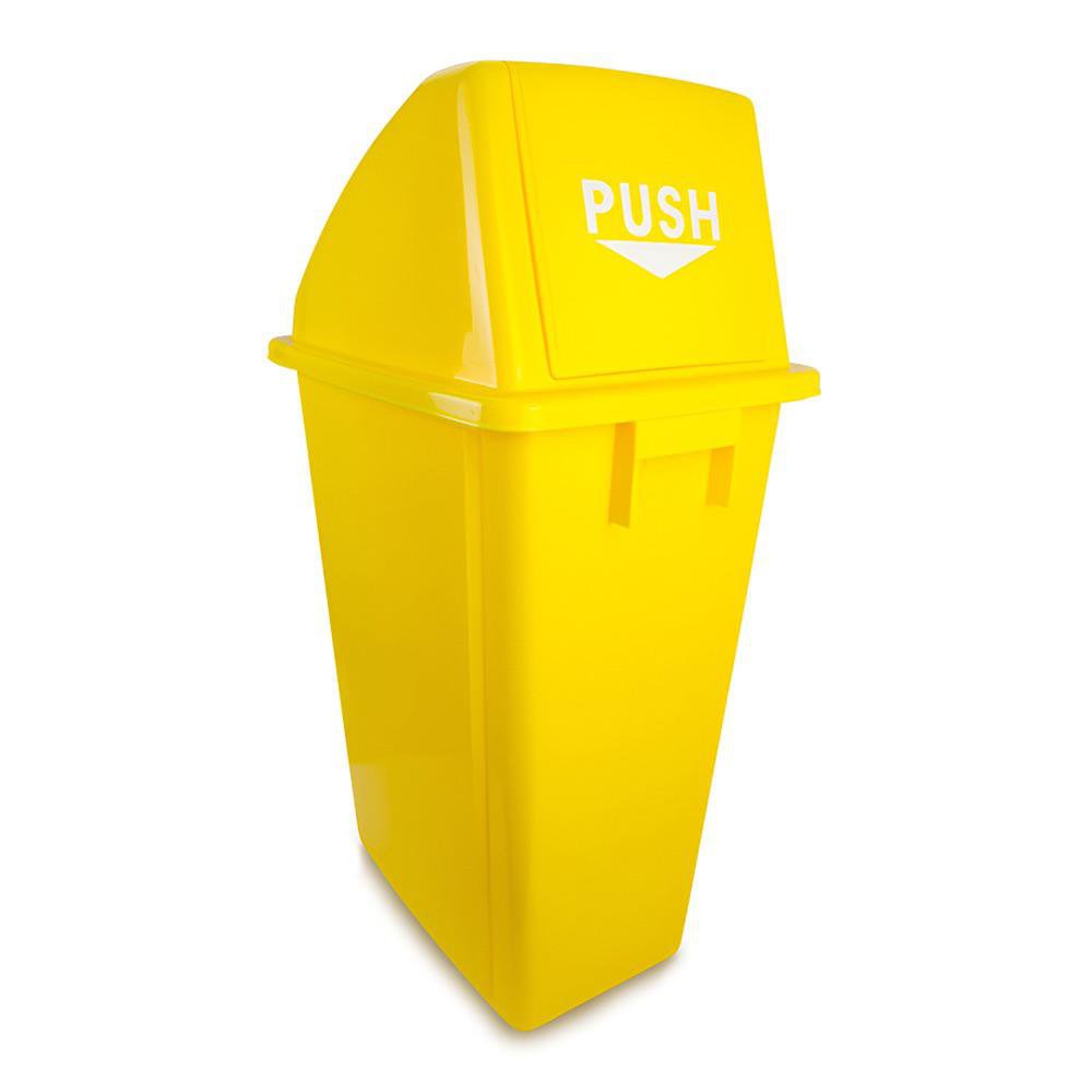 Basurero Plástico con Tapadera Amarillo 60 Litros
