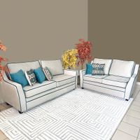Sala Praga Beige con Bordes Azul