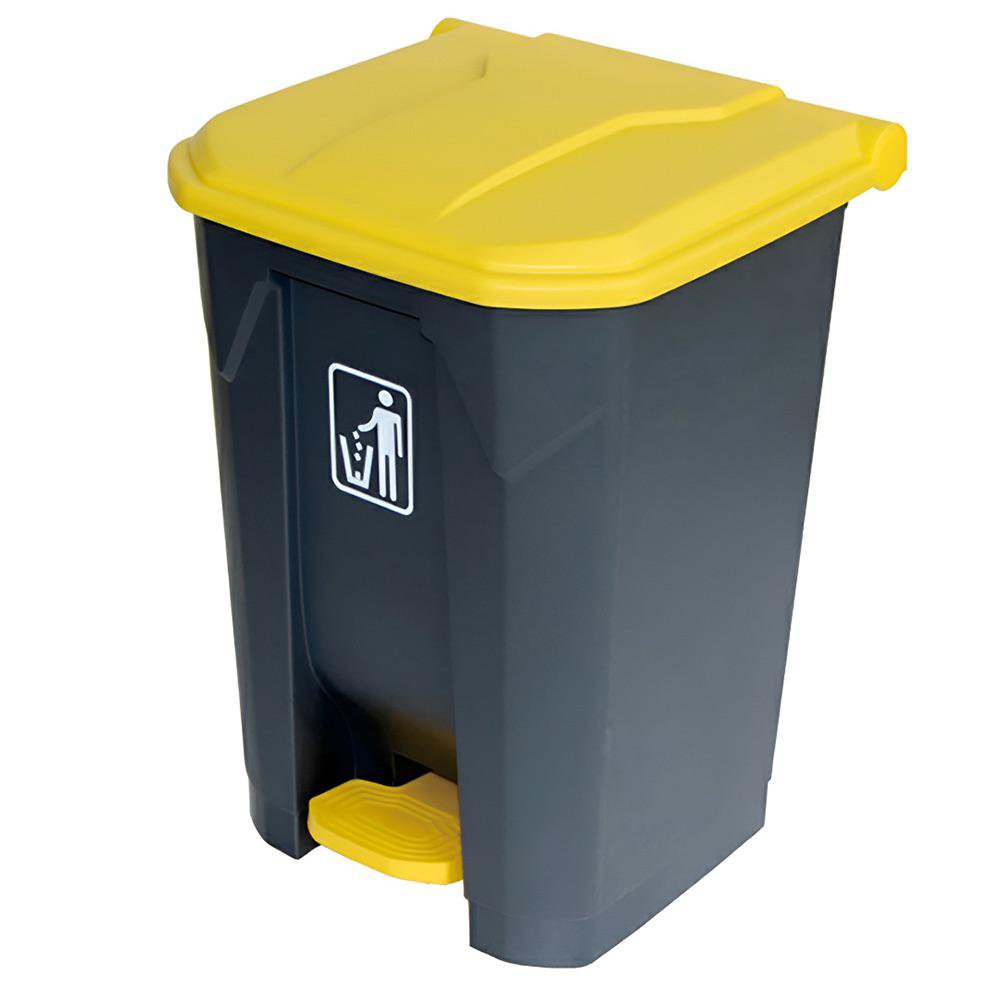 Basurero Alfa de Pedal Tapa Amarilla 68 Litros