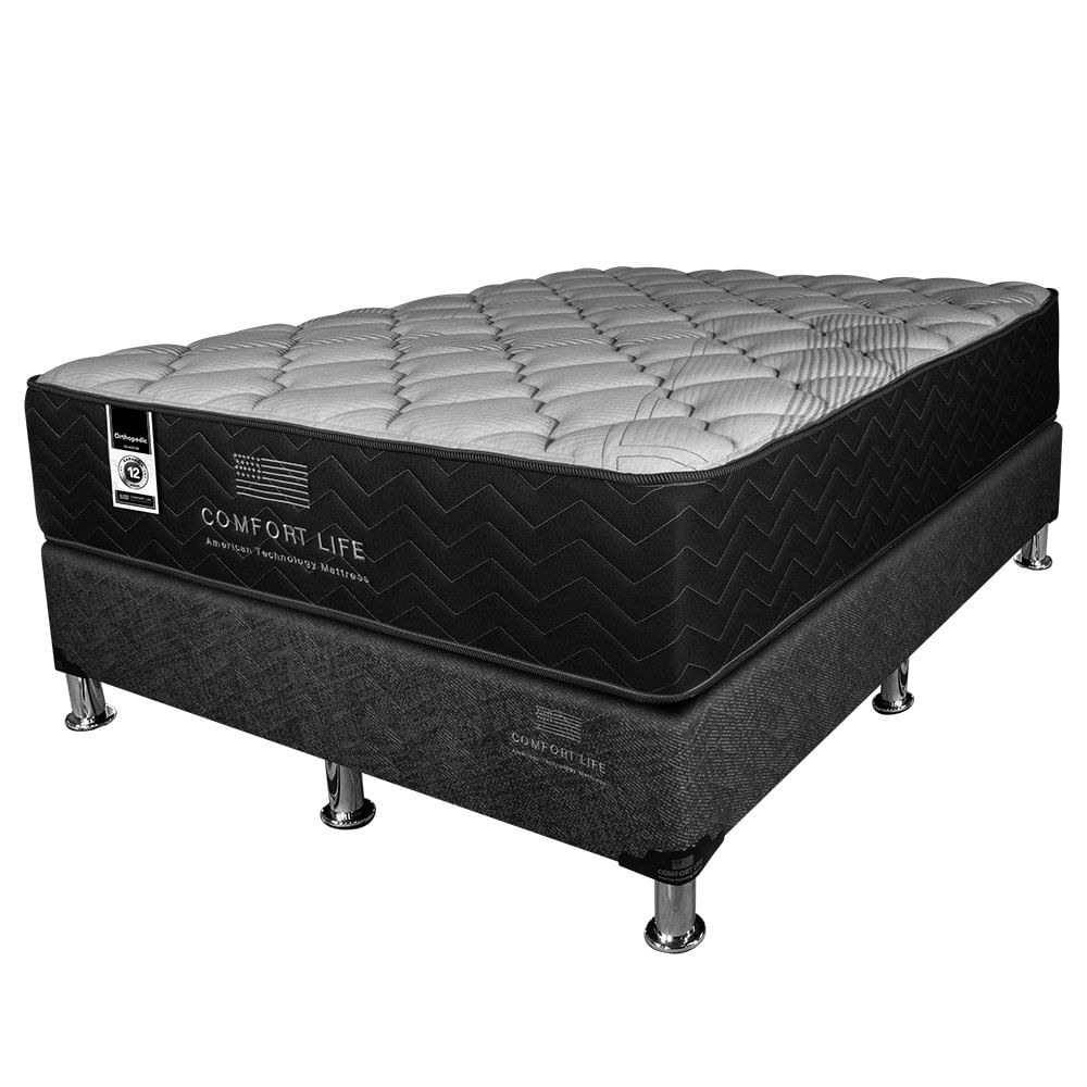 Set de Cama Colchón + Base Tamaño Matrimonial Ortopédica Black