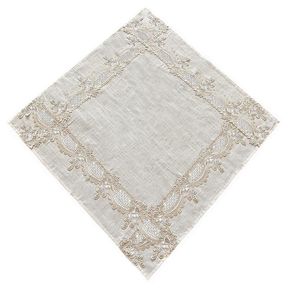 Mantel Cuadrado con Detalle Brocado Beige 85 X 85 Cm