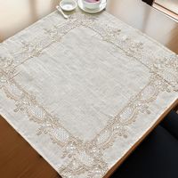 Mantel Cuadrado con Detalle Brocado Beige 85 X 85 Cm