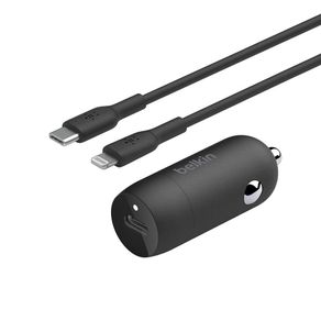Cargador de Auto USB-C con Cable USB-C a Lightning 30 W Negro