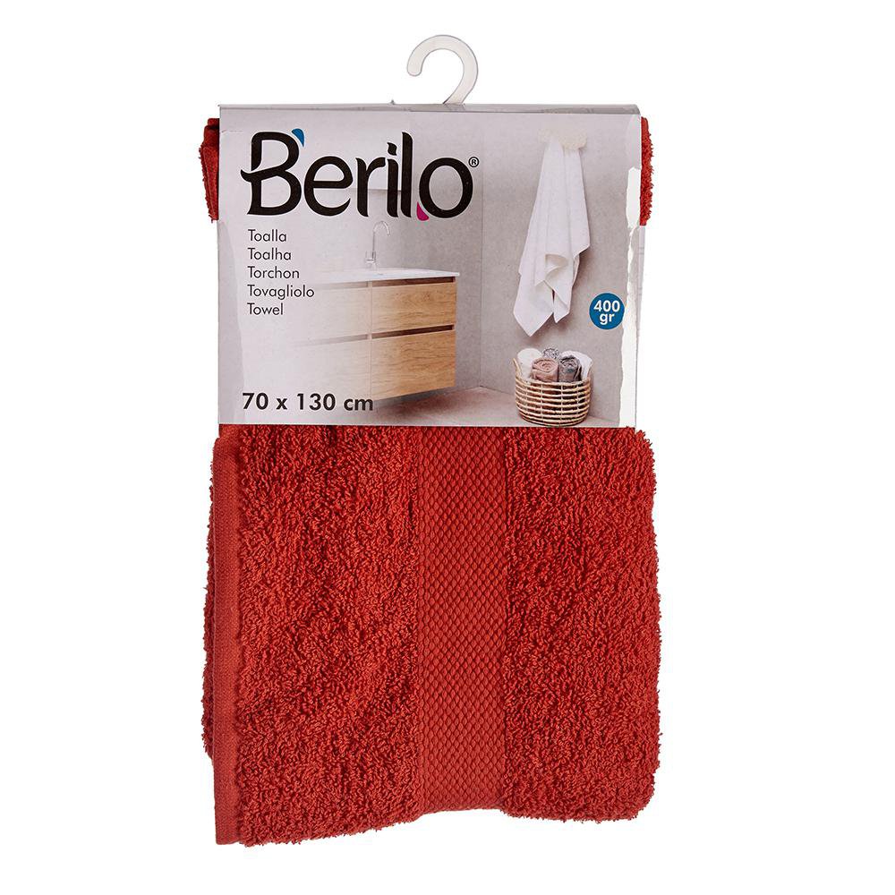Toalla de Baño 80 % Algodón 70 x 130 cm Color Ladrillo