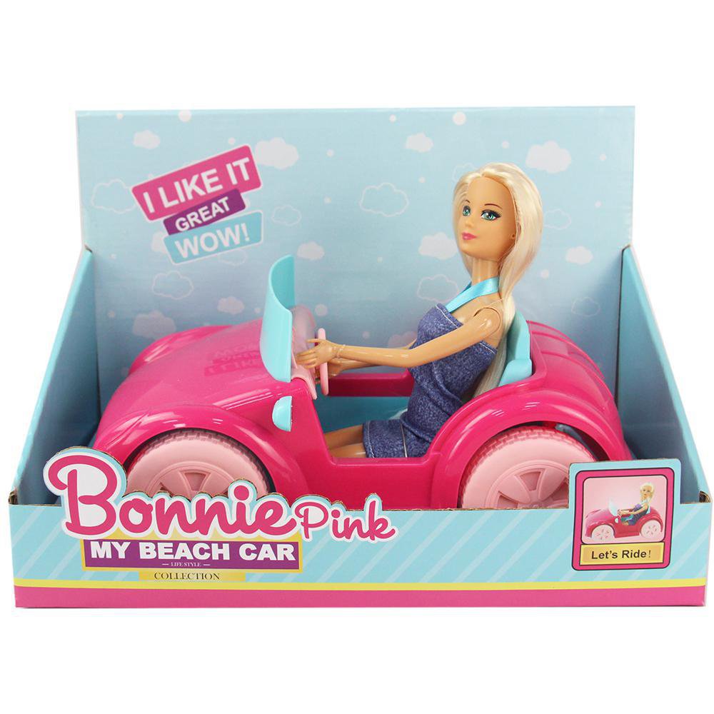 Muñeca Bonnie Pink con Auto Convertible de Playa