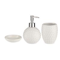 Set de Accesorios para Baño Ovalado Blanco de Cerámica y Metal