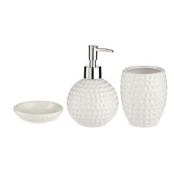 Set de Accesorios para Baño Ovalado Blanco de Cerámica y Metal