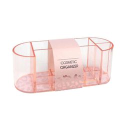 Organizador de Cosméticos Ovalado Transparente Rosado