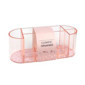 Organizador de Cosméticos Ovalado Transparente Rosado